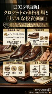 【2026年最新】クロケット&ジョーンズの価格相場とリアルな投資価値。値上げが続く高級革靴を10年履き続ける高コスパな理由とソール交換について