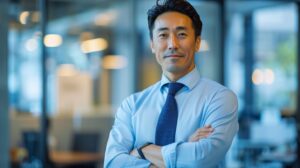 半袖シャツにネクタイの組み合わせがダサい・おかしいと感じるビジネスマンに向けて、解決策として推奨される長袖ドレスシャツをスマートに腕まくりした大人の夏の着こなしマナー